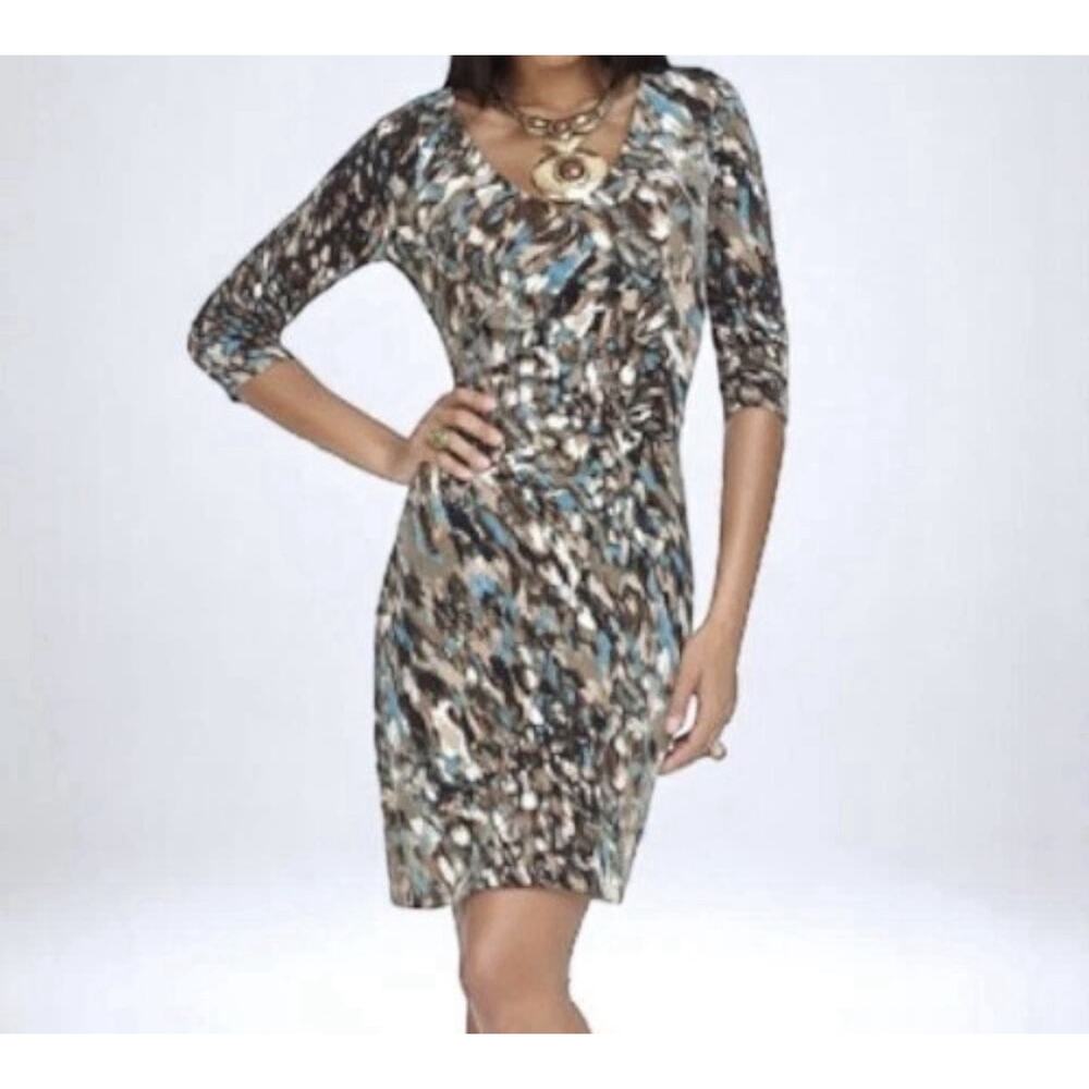 Miss Tina by Tina Knowles Sheath Dress 16-18 XL V Neck Ruched Waist Knee Length